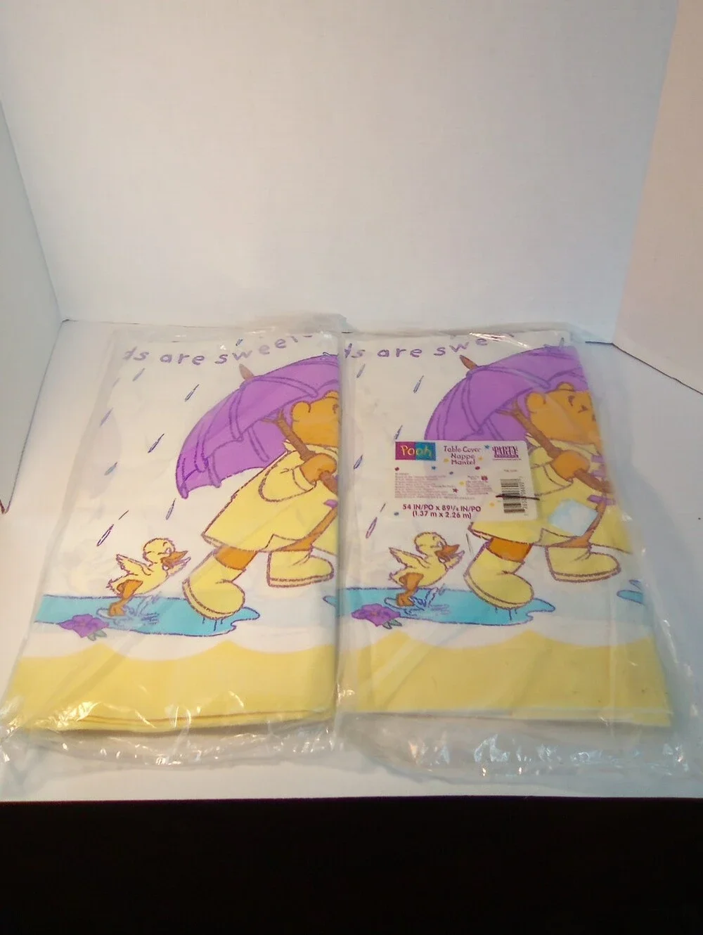 Vintage Winnie the Pooh Rainy Day Printed Baby Shower Paper Table Cover